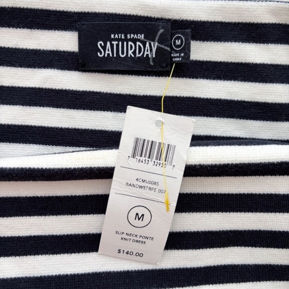 Kate Spade Saturday Striped Ponte Knit Dress Medium Black White NEW NWT - Picture 6 of 8